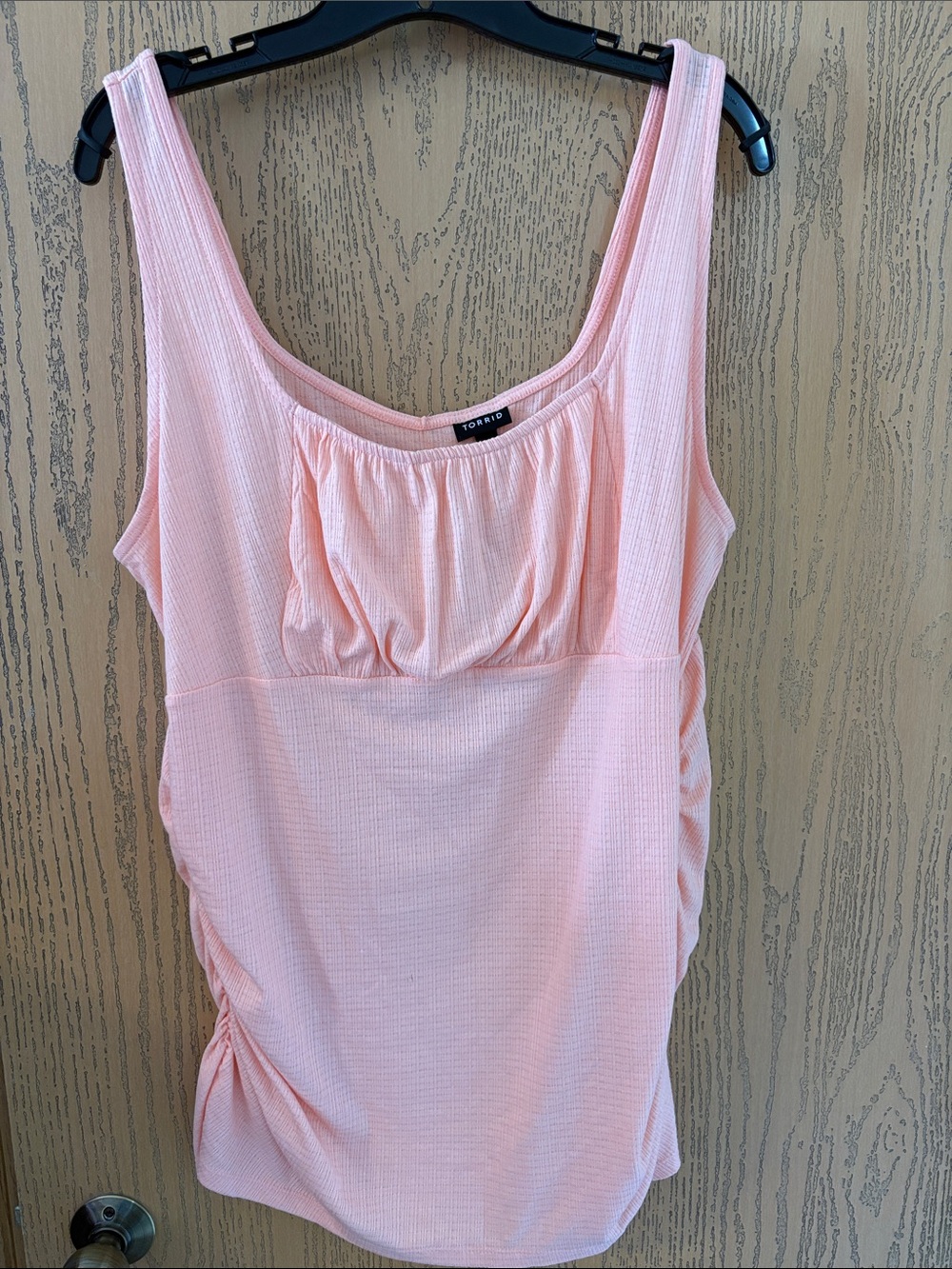 torrid Peach Ribbed Scoop Ruched Tank